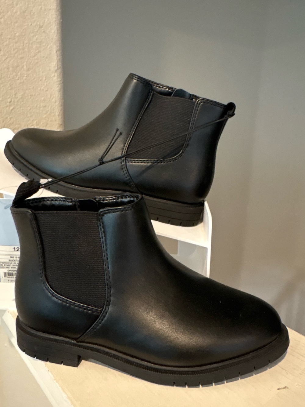 Cat & Jack Toddler Tanner Chelsea Ankle Boots Black Zipper Closure Sz 12 NEW